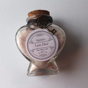 Mini pink rose bath salt jar with dried flowers